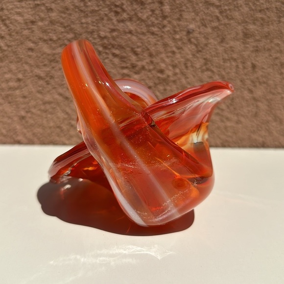 Vintage Unique Ozark Art Glass Mid Century, Orange with white swirl - Picture 6 of 11